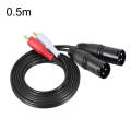 2RCA To 2XLR Speaker Canon Cable Audio Balance Cable, Size: 0.5m(Dual Lotus To Dual Canon Male)