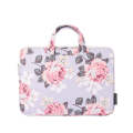 H40-B01 White Rose Pattern Laptop Case Bag Computer Liner Bag With Handle, Size: 14 Inch(Grey)