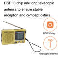 BAIJIALI KK9 Full-band Radio Player Portable Retro Multifunctional Mini Radio(Gold)