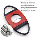 Portable Metal Thickened Cigar Cutter Stainless Steel Tobacco Knife(Red Black)