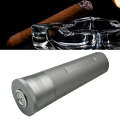 Metal Humidor Cigar Tube Humidifier Storage Bin Humidity Display(Silver)