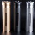 Metal Humidor Cigar Tube Humidifier Storage Bin Humidity Display(Gold)