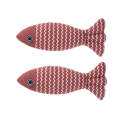 2pcs Linen Teasing Cat Fish Pillow Pet Bite Toys, Size: 21x9x5cm(Jujube Red)