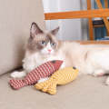 2pcs Linen Teasing Cat Fish Pillow Pet Bite Toys, Size: 21x9x5cm(Yellow)