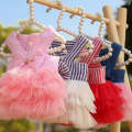 Pet Mesh Skirt Dress Dog Cat Clothes, Size: M(Suspender Pink Denim)