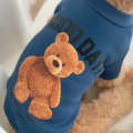 2pcs Cute Warm Pet Fleece Sweater Teddy Bear Cat Clothes, Size: L(Dark Blue)