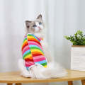 Pet Neutering Clothes Post-surgery Care Pet Clothes, Size: S(Colorful Stripes)
