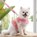 Pet Lace Vest Clothes Harness Leash, Size: S(Rose Red Floral)