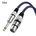 10m Blue and Black Net TRS 6.35mm Male To Caron Female Microphone XLR Balance Cable