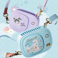 F11 Small Children Hanging Neck Mute Bladeless Fan Portable Mini Square Cartoon Fan(Kuromi)