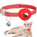 For AirTag Tracker Silicone Case Reflective Pet Cat Collar With Bell(Red)