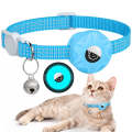 For AirTag Tracker Silicone Case Reflective Pet Cat Collar With Bell(Luminous Blue)