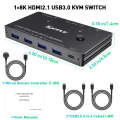 KC-KVM8201 USB3.0 Switch U Disk Printer Two Computers To Share 8K HDMI KVM Switch(Black)