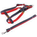 BG-Q1025 Leash+Chest Strap Thickened Strong Denim Pet Dog Leash Set, Size: L(Red)