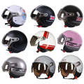 GXT Electric Vehicle Half Cover Helmet Four Seasons Retro Helmet, Size: L(Matte Black Flower)