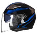 GXT 708 Electric Vehicle Dual Lens Helmet Four Seasons Safety Helmet, Size: M(Bright Black Blue)