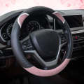 38cm Cute Rabbit Women Cartoon Car Steering Wheel Cover, Color: Round Black Pink