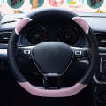 38cm Cute Rabbit Women Cartoon Car Steering Wheel Cover, Color: D  Type Black Pink