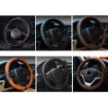 38cm Car Embossed Leather Steering Wheel Cover, Color: All Black