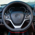38cm Car Embossed Leather Steering Wheel Cover, Color: D Type All Black