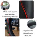 38cm Car Embossed Leather Steering Wheel Cover, Color: Dark Coffee