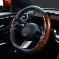38cm Car Ultra-thin Peach Wood Grain Snap-on Steering Wheel Cover(Coffee)