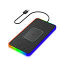 2 In 1 15W Car Mobile Phone Wireless Charger Non-slip Mat with Colorful Light USB Cable 0.3m