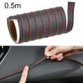 0.5m Car Center Console Interior Modification Leather Gap Strip(Black Red)