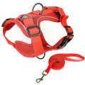 Pet Vest Harness + Traction Rope Set Reflective Breathable Dog Cat Harness, Size: M(Red)