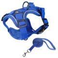 Pet Vest Harness + Traction Rope Set Reflective Breathable Dog Cat Harness, Size: M(Blue)