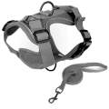 Pet Vest Harness + Traction Rope Set Reflective Breathable Dog Cat Harness, Size: XL(Gray)