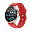 Sports Health Monitoring Waterproof Smart Call Watch With NFC Function, Color: Silver-Red Silicone