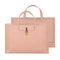 15.4/16 inch Elastic Button Laptop Waterproof PU Handbag(Rose Pink)