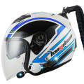 KUQIBAO Motorcycle Bluetooth Headset Double Lens Helmet With Braid, Size: XL(White Phantom Fiber)