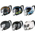 KUQIBAO Motorcycle Bluetooth Headset Double Lens Helmet With Braid, Size: M(Bright Black)