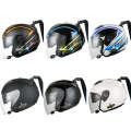 KUQIBAO Motorcycle Bluetooth Headset Double Lens Helmet With Braid, Size: XL(Bright Black Phantom...