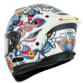 KUQIBAO Motorcycle Dual Lens Anti-Fog Helmet With LED Light, Size: M(White Wake Lion)