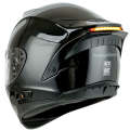 KUQIBAO Motorcycle Dual Lens Anti-Fog Helmet With LED Light, Size: L(Shiny Black)