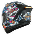 KUQIBAO Motorcycle Dual Lens Anti-Fog Helmet With LED Light, Size: L(Matte Black Wake Lion)