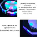 100x10mm Round USB Charging LED Light Up Acrylic Coaster Transparent Crystal Base(Colorful Light)