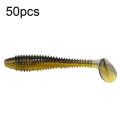 50pcs Threaded T-Tail Two Color Soft Baits Lures, Size: 5.5cm(Loach Color)