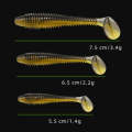 50pcs Threaded T-Tail Two Color Soft Baits Lures, Size: 5.5cm(Loach Color)