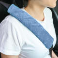 1pair Car Plush Seat Belt Embroidered Shoulder Pad Cover(Blue)
