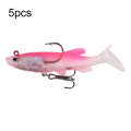 5pcs Roadrunner Soft Lures Leadheads Luminous Lures(Pink  T Tail)