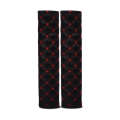Rhombus Leather Seat Belt Shoulder Protector Pads, Color: Black Leather Red Line