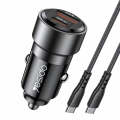 Yesido Y55 With Double Type-C/USB-C Port Line Car Charger QC3.0+PD30W Type-C/USB-C+USB Dual Port ...