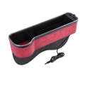 Car Central Control Seat Gap Storage Box with Dual USB Ambient Lights, Color: Suede Wine Red Prin...