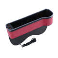 Car Central Control Seat Gap Storage Box with Dual USB Ambient Lights, Color: Suede Wine Red Co-p...