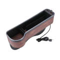 Car Central Control Seat Gap Storage Box with Dual USB Ambient Lights, Color: Suede Coffee Princi...