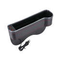 Car Central Control Seat Gap Storage Box with Dual USB Ambient Lights, Color: Carbon Fiber Black ...